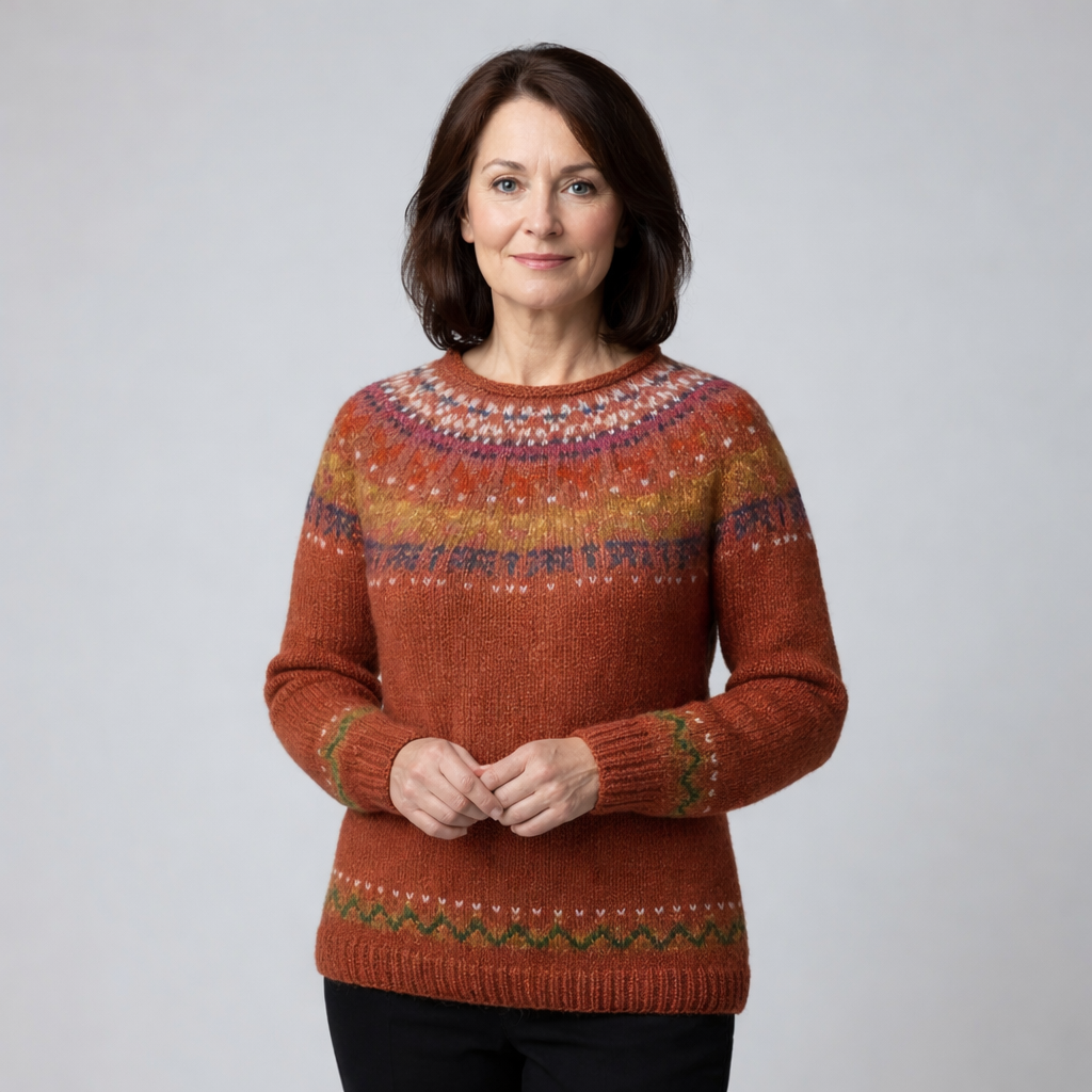 Elegant Fair Isle Crewneck Sweater